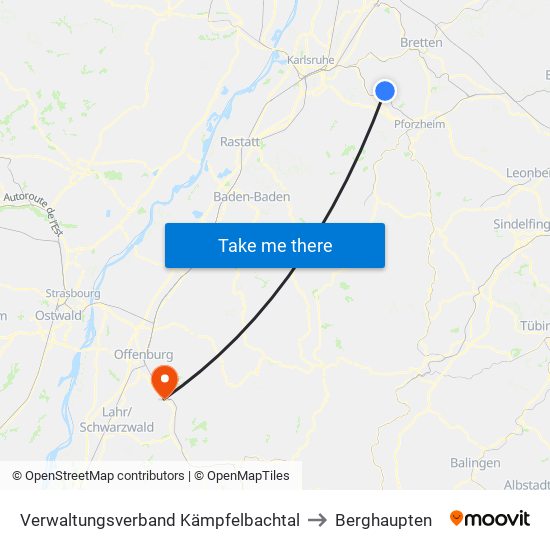 Verwaltungsverband Kämpfelbachtal to Berghaupten map