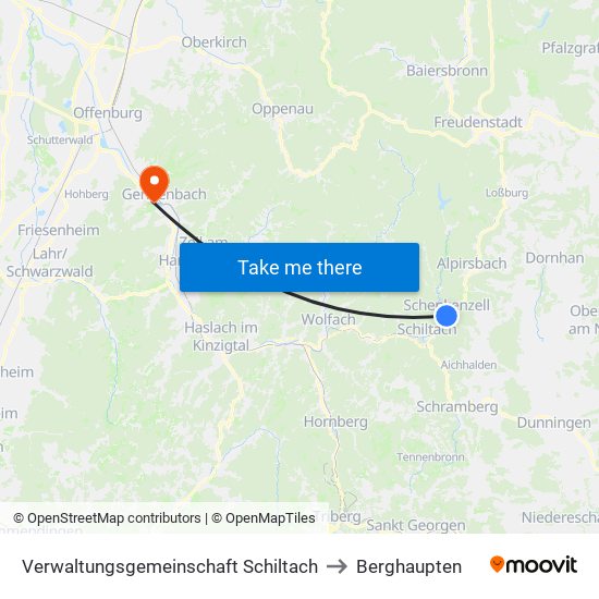 Verwaltungsgemeinschaft Schiltach to Berghaupten map