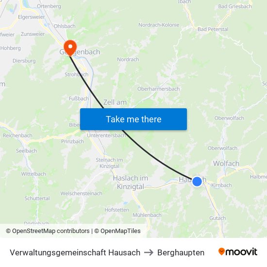 Verwaltungsgemeinschaft Hausach to Berghaupten map