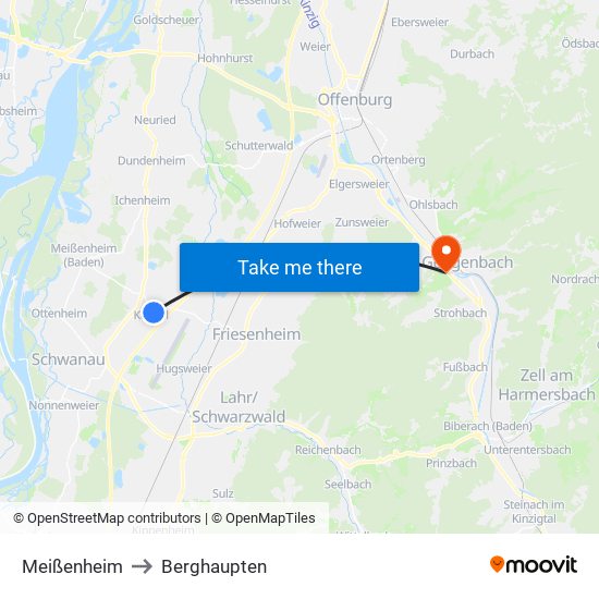 Meißenheim to Berghaupten map