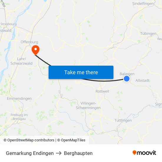 Gemarkung Endingen to Berghaupten map