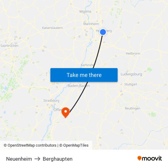 Neuenheim to Berghaupten map