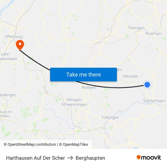 Harthausen Auf Der Scher to Berghaupten map