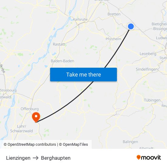 Lienzingen to Berghaupten map