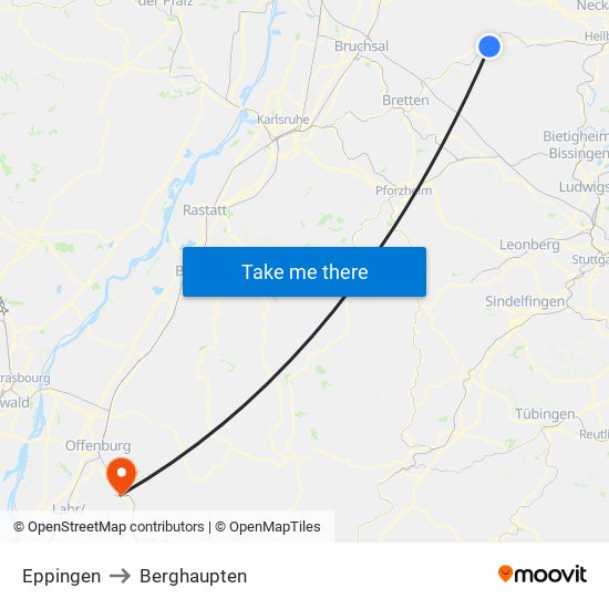 Eppingen to Berghaupten map