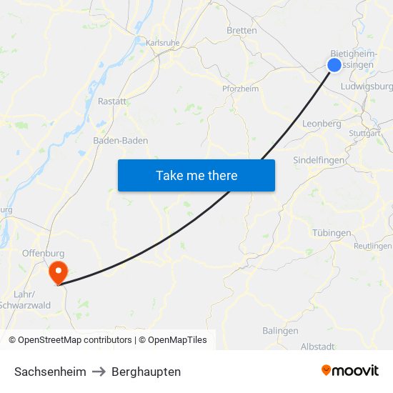 Sachsenheim to Berghaupten map