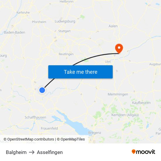 Balgheim to Asselfingen map