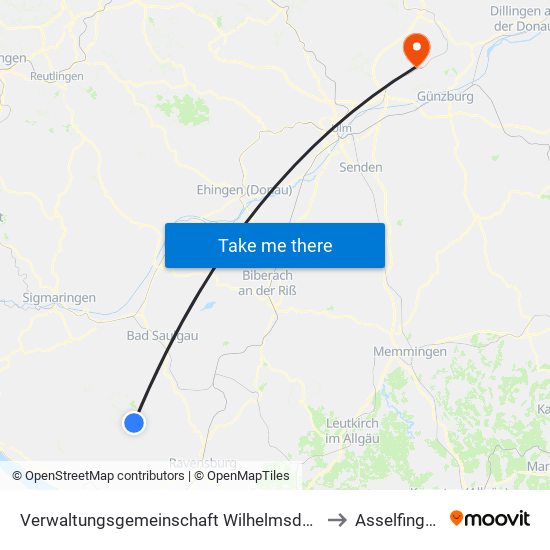Verwaltungsgemeinschaft Wilhelmsdorf to Asselfingen map