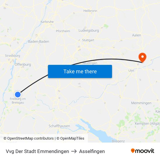 Vvg Der Stadt Emmendingen to Asselfingen map