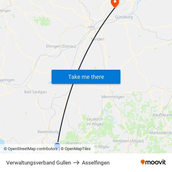 Verwaltungsverband Gullen to Asselfingen map