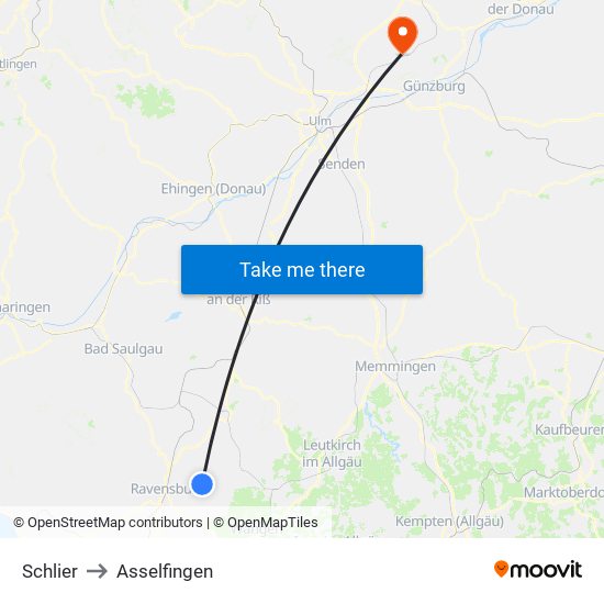 Schlier to Asselfingen map