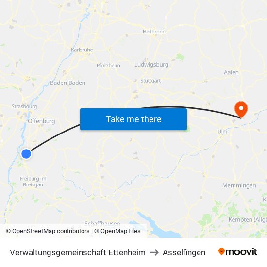 Verwaltungsgemeinschaft Ettenheim to Asselfingen map
