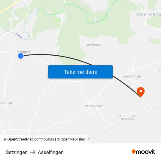 Setzingen to Asselfingen map