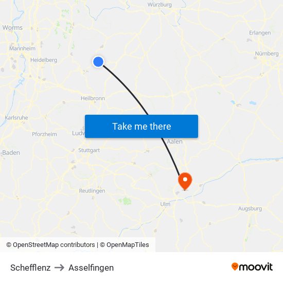 Schefflenz to Asselfingen map