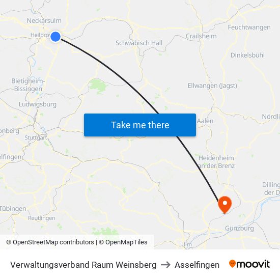 Verwaltungsverband Raum Weinsberg to Asselfingen map