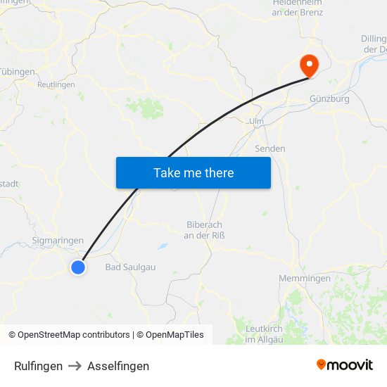 Rulfingen to Asselfingen map