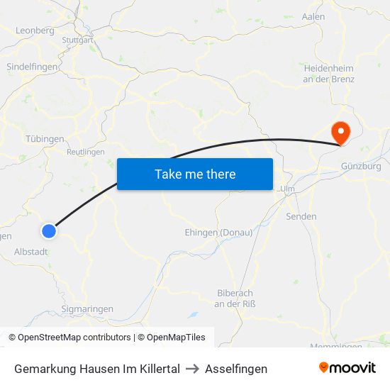 Gemarkung Hausen Im Killertal to Asselfingen map