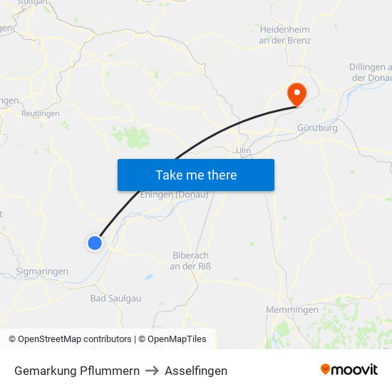 Gemarkung Pflummern to Asselfingen map