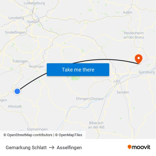 Gemarkung Schlatt to Asselfingen map