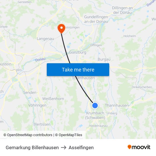 Gemarkung Billenhausen to Asselfingen map