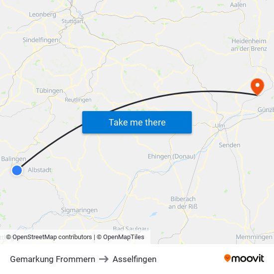 Gemarkung Frommern to Asselfingen map