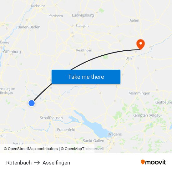 Rötenbach to Asselfingen map