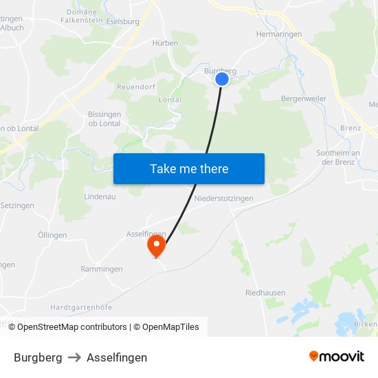 Burgberg to Asselfingen map