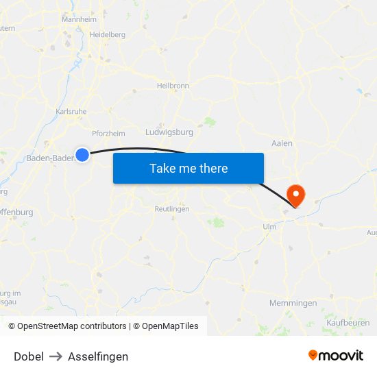 Dobel to Asselfingen map