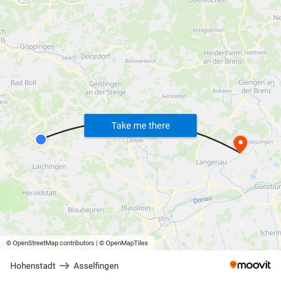 Hohenstadt to Asselfingen map