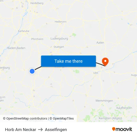 Horb Am Neckar to Asselfingen map