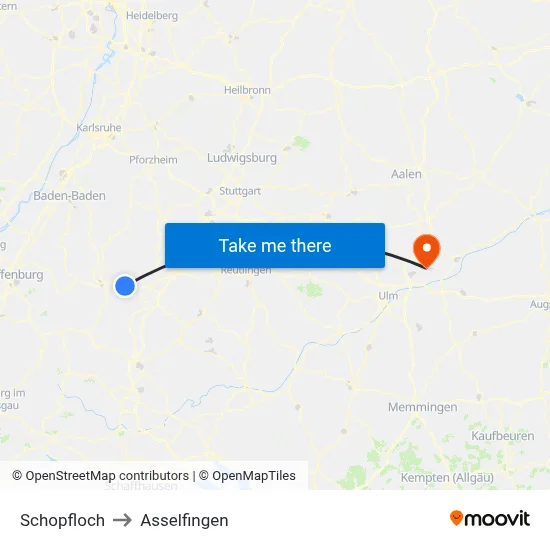 Schopfloch to Asselfingen map