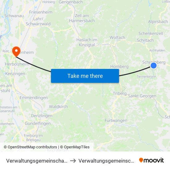 Verwaltungsgemeinschaft Schramberg to Verwaltungsgemeinschaft Ettenheim map