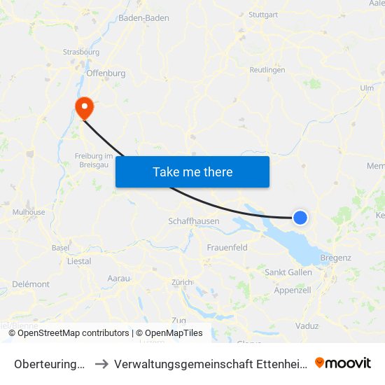 Oberteuringen to Verwaltungsgemeinschaft Ettenheim map