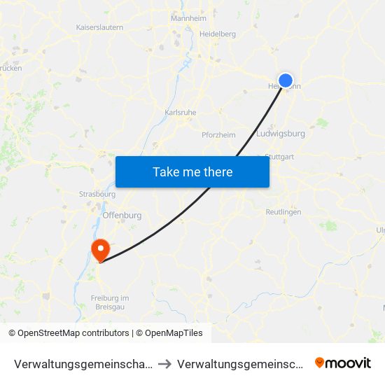 Verwaltungsgemeinschaft Neckarsulm to Verwaltungsgemeinschaft Ettenheim map