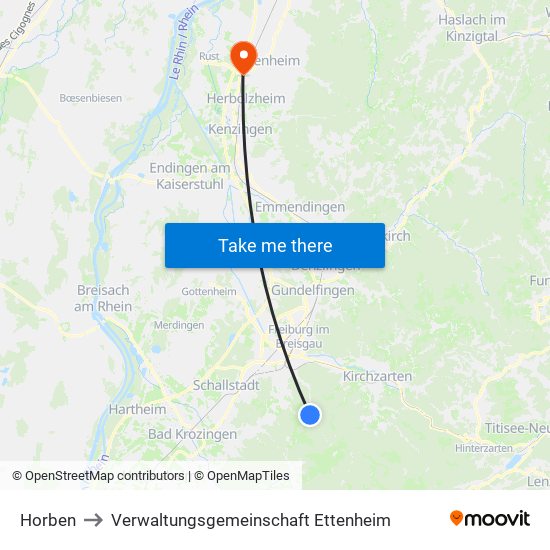 Horben to Verwaltungsgemeinschaft Ettenheim map