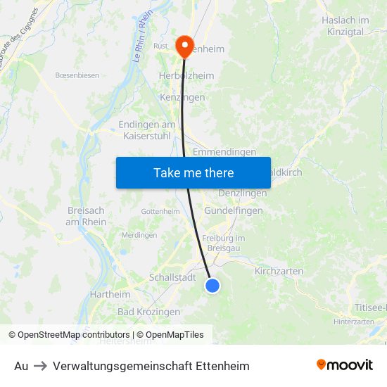 Au to Verwaltungsgemeinschaft Ettenheim map