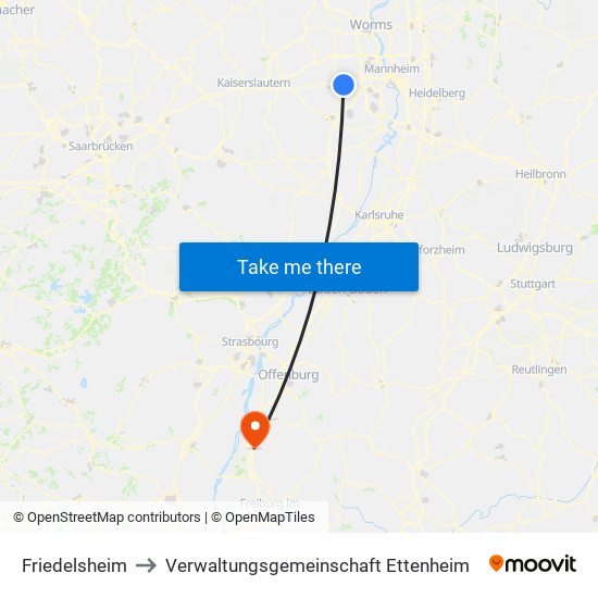 Friedelsheim to Verwaltungsgemeinschaft Ettenheim map