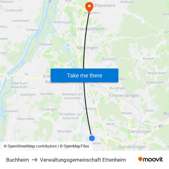 Buchheim to Verwaltungsgemeinschaft Ettenheim map