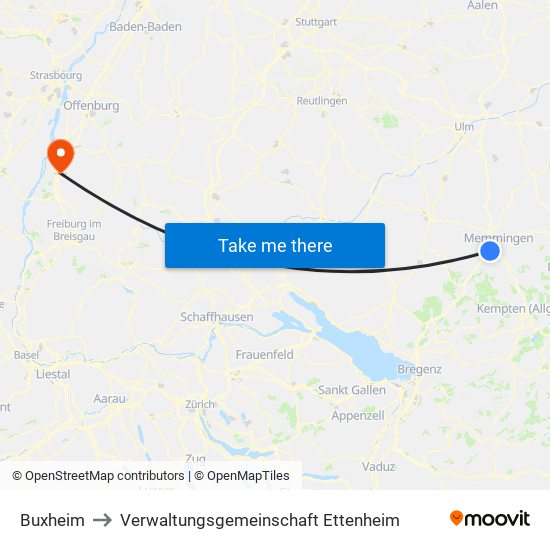Buxheim to Verwaltungsgemeinschaft Ettenheim map