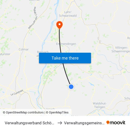 Verwaltungsverband Schönau Im Schwarzwald to Verwaltungsgemeinschaft Ettenheim map