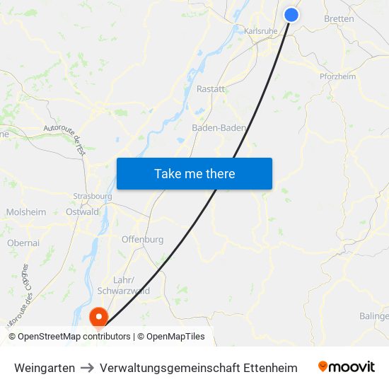 Weingarten to Verwaltungsgemeinschaft Ettenheim map