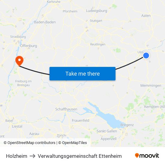 Holzheim to Verwaltungsgemeinschaft Ettenheim map