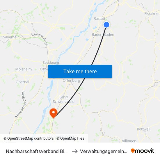 Nachbarschaftsverband Bischweier-Kuppenheim to Verwaltungsgemeinschaft Ettenheim map