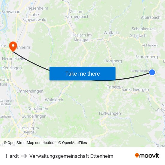 Hardt to Verwaltungsgemeinschaft Ettenheim map