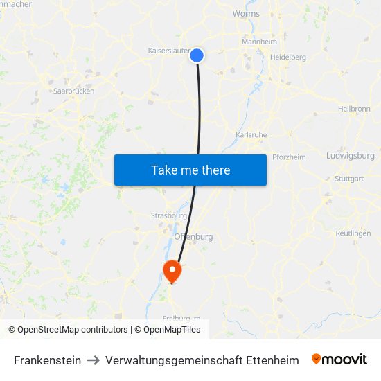 Frankenstein to Verwaltungsgemeinschaft Ettenheim map