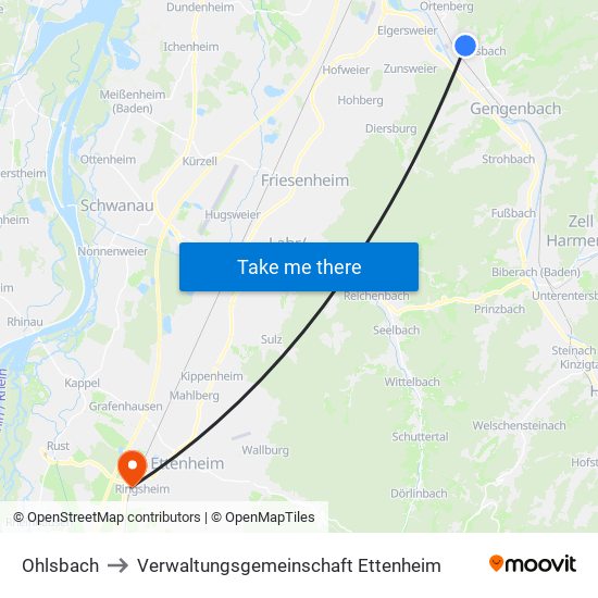 Ohlsbach to Verwaltungsgemeinschaft Ettenheim map