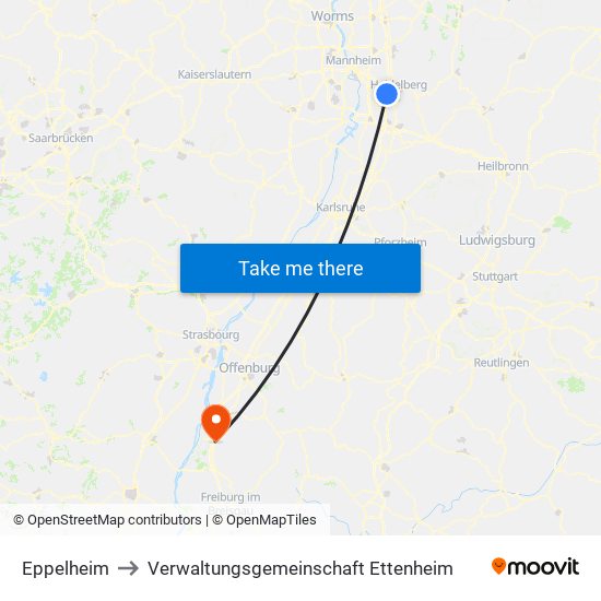 Eppelheim to Verwaltungsgemeinschaft Ettenheim map