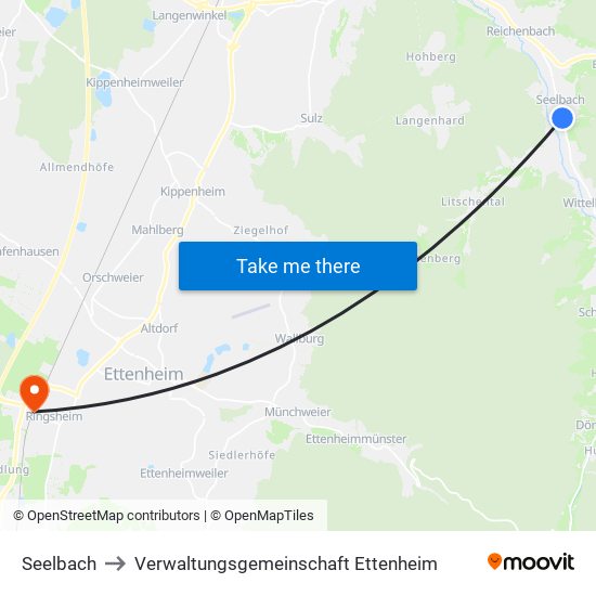 Seelbach to Verwaltungsgemeinschaft Ettenheim map