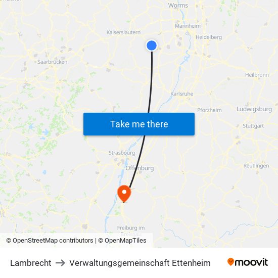 Lambrecht to Verwaltungsgemeinschaft Ettenheim map