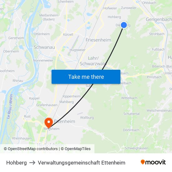 Hohberg to Verwaltungsgemeinschaft Ettenheim map